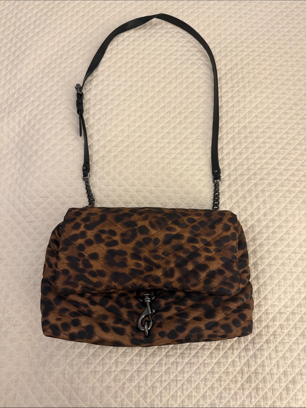 Rebecca Minkoff Nylon Jumbo Leopard Print Quilted Shoulder Bag - Brown/Black